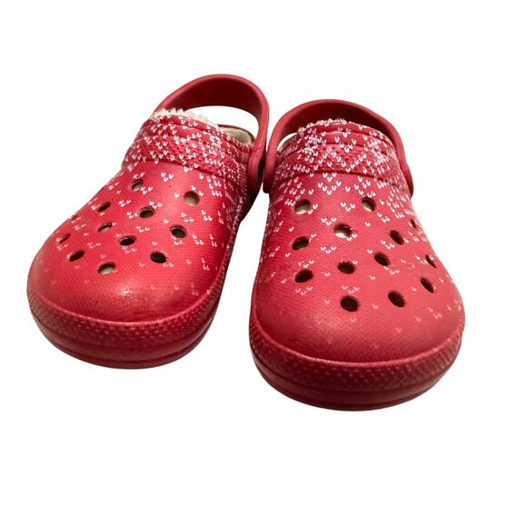 CROCS classic lined holiday Christmas Clogs women’s sz 7 sandals gently used - Picture 7 of 13